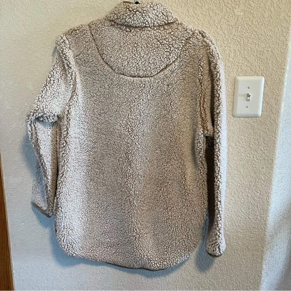 Stillwater Supply Co- Brown and Cream Sherpa ¼ Quarter Zip Pullover, Size Large